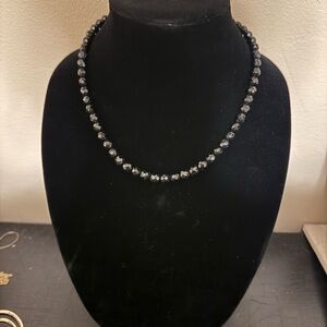 Vintage Faceted Black Beaded Necklace